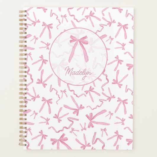 Blush roze coquette lint patroon gepersonaliseerd planner (Voorkant)