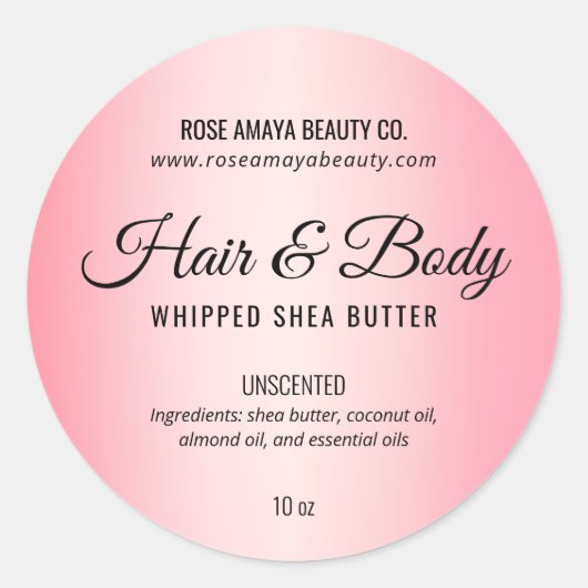 Blush Roze Cosmetische schoonheidslichaams Butter  Ronde Sticker (Voorkant)
