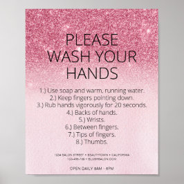 Blush Roze Covid Health Safety Glitter Hair Salon Poster