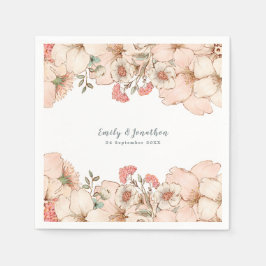  Blush Roze Cream Bloem Naam Datum Bruiloft Servet
