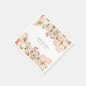 Blush Roze Cream Bloem Naam Datum Bruiloft Servet (Hoek)