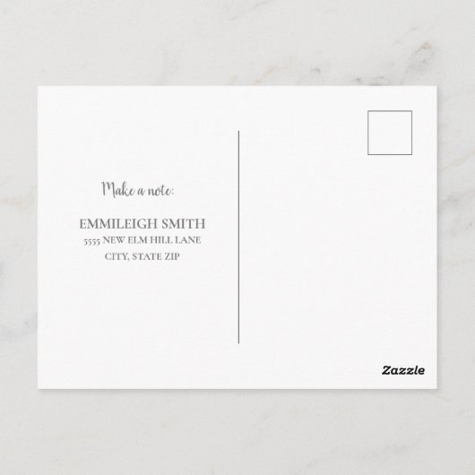 Blush Roze Cream Flowers Metal Pot Change Address Briefkaart (Achterkant)