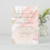 Blush Roze Cream Perzik Sage Groene Bruiloft Kaart (Staand voorkant)