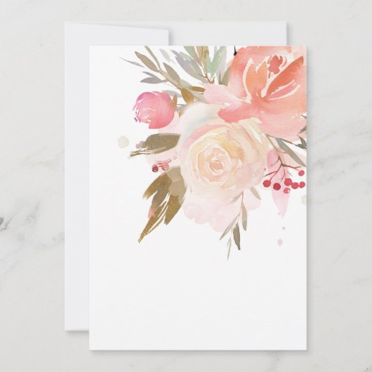 Blush Roze Cream Perzik Sage Groene Bruiloft Kaart (Achterkant)