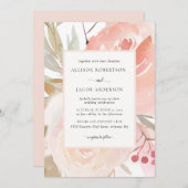 Blush Roze Cream Perzik Sage Groene Bruiloft Kaart (Voorkant / Achterkant)