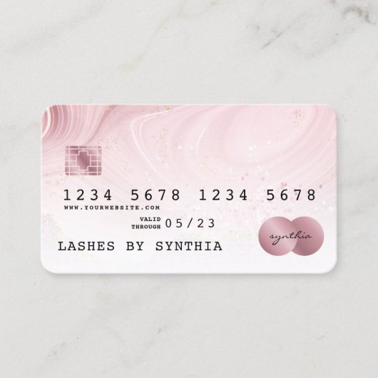Blush roze creditcard toevoegen logo visitekaartje (Voorkant)