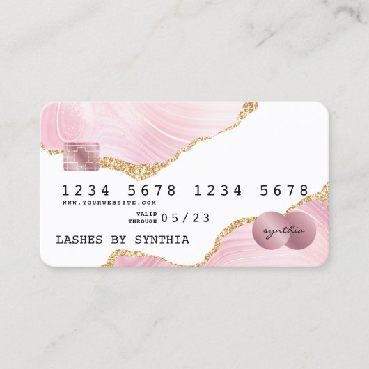 Blush roze creditcard toevoegen logo visitekaartje (Voorkant)