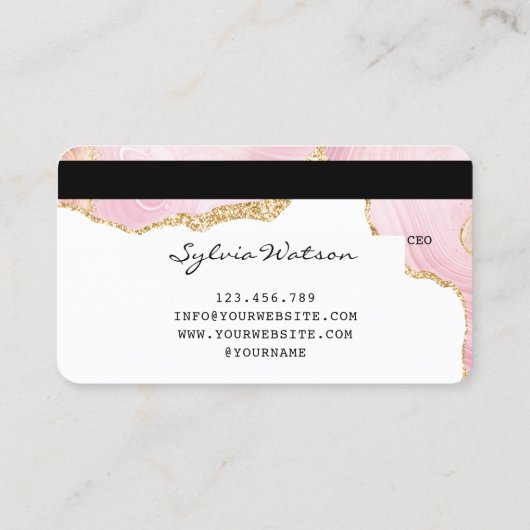 Blush roze creditcard toevoegen logo visitekaartje (Achterkant)