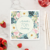  Blush roze crème Blauwgroen 70e verjaardag Servet (Insitu)