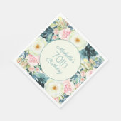  Blush roze crème Blauwgroen 70e verjaardag Servet (Hoek)