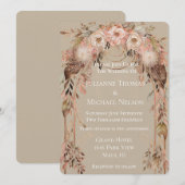 Blush Roze Crème Boho Floral Wedding Arch Kaart (Voorkant / Achterkant)