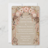 Blush Roze Crème Boho Floral Wedding Arch Kaart (Voorkant)