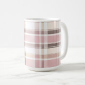 Blush Roze Crème Bruine Strepen Bruiloft Koffiemok (Voorkant rechts)