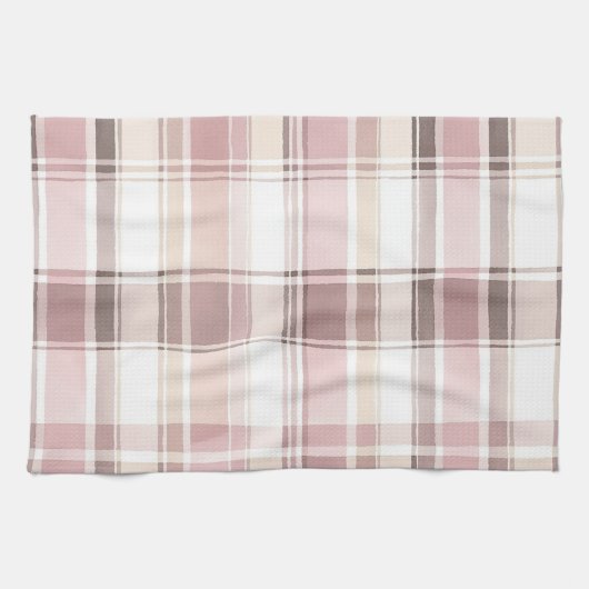 Blush Roze Crème Bruine Strepen Bruiloft Theedoek (Horizontaal)