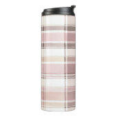 Blush Roze Crème Bruine Strepen Kerst Thermosbeker (Gedraaid links)