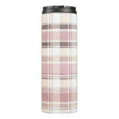 Blush Roze Crème Bruine Strepen Kerst Thermosbeker (Achterkant)