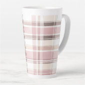 Blush Roze Crème Bruine Strepen Kerstmis Latte Mok (Rechterhoek)