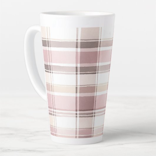 Blush Roze Crème Bruine Strepen Kerstmis Latte Mok (Linkerhoek)