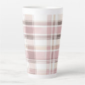 Blush Roze Crème Bruine Strepen Kerstmis Latte Mok (Voorkant)