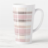 Blush Roze Crème Bruine Strepen Kerstmis Latte Mok (Rechts)