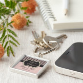 Blush roze, crème en grijze striped Bedankt Sleutelhanger (Zijkant)