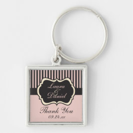 Blush roze, crème en grijze striped Bedankt Sleutelhanger