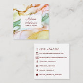 Blush roze crème Green Pastel Custom Vierkante Visitekaartje (Voorkant / Achterkant)