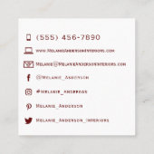 Blush roze crème Green Pastel Custom Vierkante Visitekaartje (Achterkant)