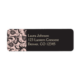 Blush roze, crème, grijs label voor retouradres