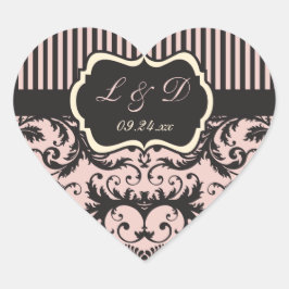 Blush roze, crème, grijs monogram bruiloft Sticker