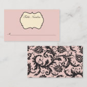 Blush roze, crème, grijze Damast Place Card Plaatskaartje (Voorkant / Achterkant)