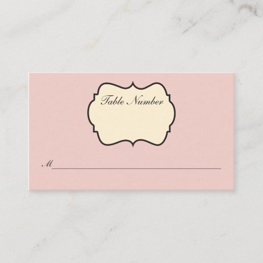 Blush roze, crème, grijze Damast Place Card Plaatskaartje (Voorkant)