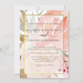 Blush roze crème Perzage Green Gold Weddenschap Kaart (Voorkant)