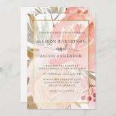 Blush roze crème Perzage Green Gold Weddenschap Kaart (Voorkant / Achterkant)