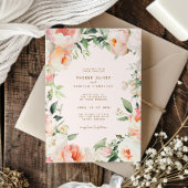 Blush roze crème pioen bloemig groen bruiloft kaart