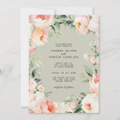 Blush roze crème pioen bloemig groen bruiloft kaart (Voorkant)