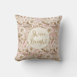 Blush Roze Crème Tropische Bladeren Bloemschijn Kussen