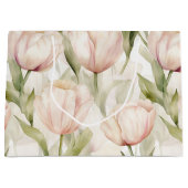 Blush Roze Crème Tulpen Bloemen Huwelijk Groot Cadeauzakje (Voorkant)