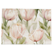 Blush Roze Crème Tulpen Bloemen Huwelijk Groot Cadeauzakje (Achterkant)