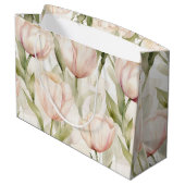 Blush Roze Crème Tulpen Bloemen Huwelijk Groot Cadeauzakje (Achterkant Gekanteld)