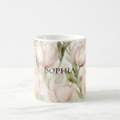  Blush Roze Crème Tulpen Bloemen Koffiemok (Center)