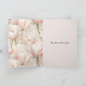 Blush Roze Crème Tulpen Bloemen Romantische Liefde Kaart (Binnen)