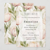 Blush Roze Crème Tulpen Bloemen Verjaardag Kaart (Voorkant / Achterkant)
