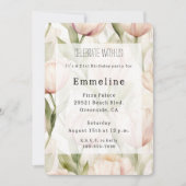  Blush Roze Crème Tulpen Bloemen Verjaardag Kaart (Voorkant)