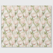  Blush Roze Crème Tulpen Floral Wedding Cadeaupapier (Vlak)