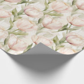  Blush Roze Crème Tulpen Floral Wedding Cadeaupapier (Hoek)
