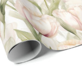  Blush Roze Crème Tulpen Floral Wedding Cadeaupapier (Rol Hoek)