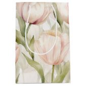  Blush Roze Crème Tulpen Floral Wedding Medium Cadeauzakje (Voorkant)