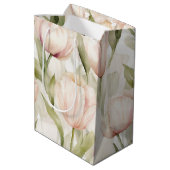  Blush Roze Crème Tulpen Floral Wedding Medium Cadeauzakje (Achterkant Gekanteld)