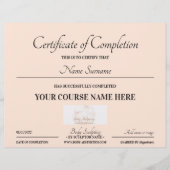 Blush roze cursus online certificaat van voltooiin (Voorkant)
